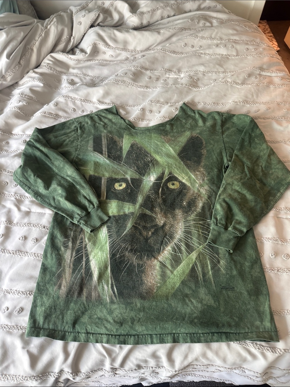 Men's Green Long-Sleeve Panther Graphic Tee